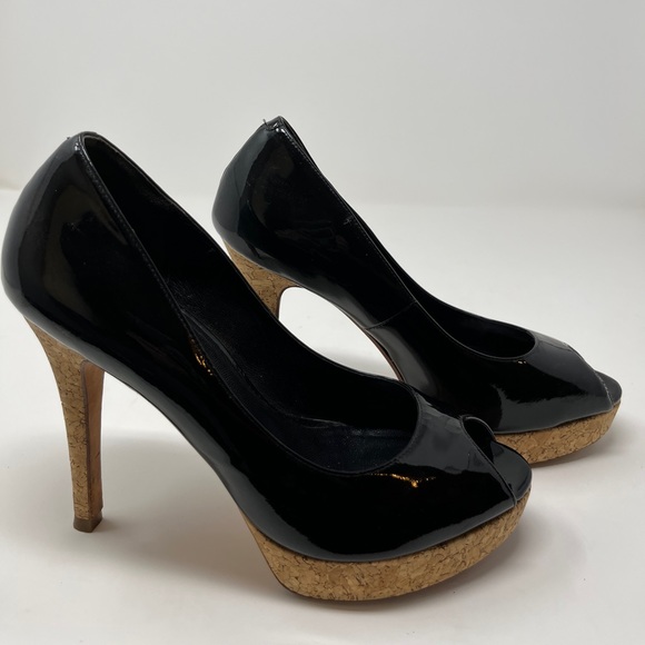 Cole Haan Black Platform Peep Toe Heels Size 7.5 - Picture 7 of 9